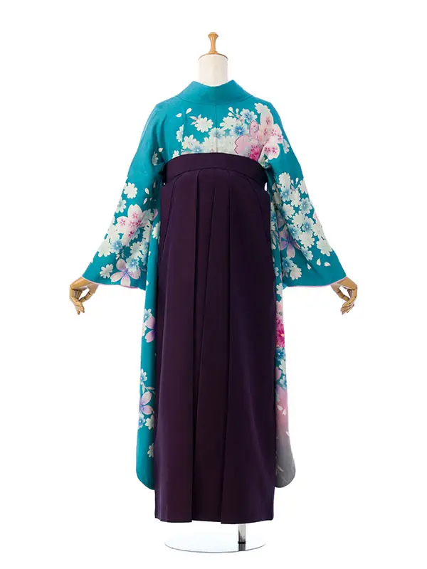 振袖袴 5S714 E-H69-260 ﾀｰｺｲｽﾞ裾ｸﾞﾚｰぼかし 桜|紫