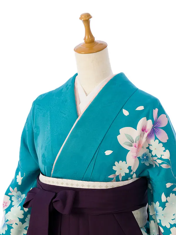 振袖袴 5S714 E-H69-260 ﾀｰｺｲｽﾞ裾ｸﾞﾚｰぼかし 桜|紫