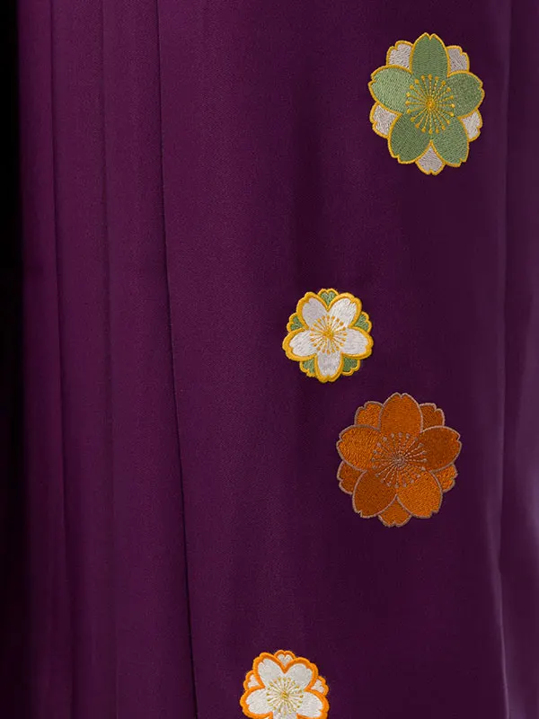 振袖袴 5S851 HDLY177 深緑ぼかしﾗﾒ織 桜|紫/ﾋﾟﾝｸぼかし99