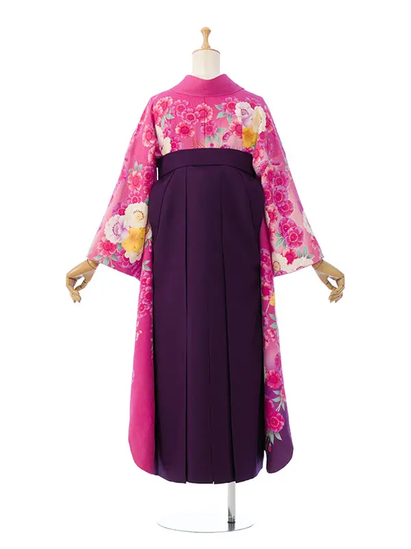 振袖袴 6S030 H150-24-7 ﾋﾟﾝｸ裾紫 桜|紫