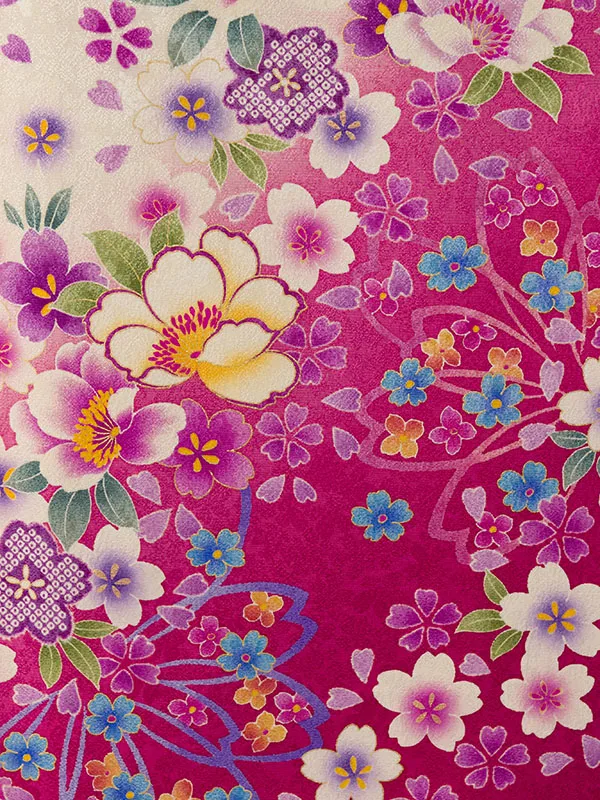 振袖袴 6S069 H056-25-12 白 ﾋﾟﾝｸ 牡丹 桜|紫ぼかし袴95