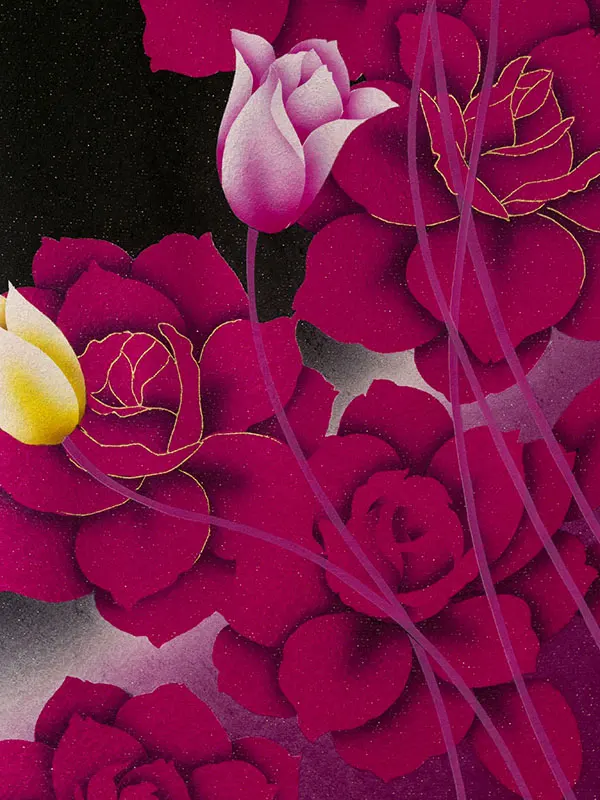 振袖袴 6S138 H001-24-1 黒ﾗﾒ 薔薇 ﾁｭｰﾘｯﾌﾟ|ﾜｲﾝ91