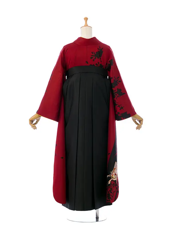 振袖袴 8S151 HDLY540 赤地 影絵 几帳|黒95cm