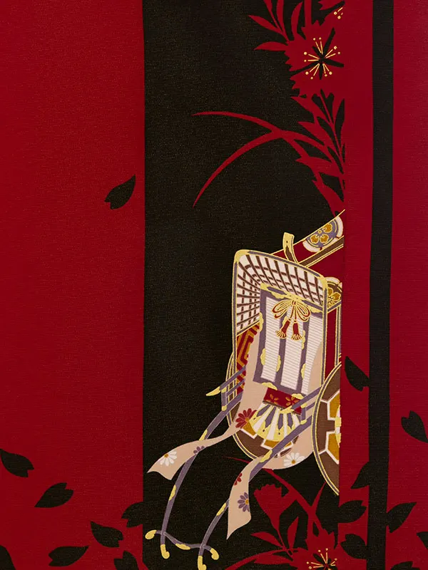 振袖袴 8S151 HDLY540 赤地 影絵 几帳|黒95cm