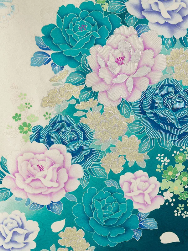 振袖袴 8S215  HDLY587 桂由美 白ｸﾞﾘｰﾝ|ﾓｶ95cm