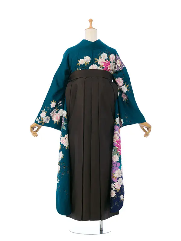振袖袴 8S216 HDLY588 ｸﾞﾘｰﾝ 裾紺|ﾁｬｺｰﾙ95cm