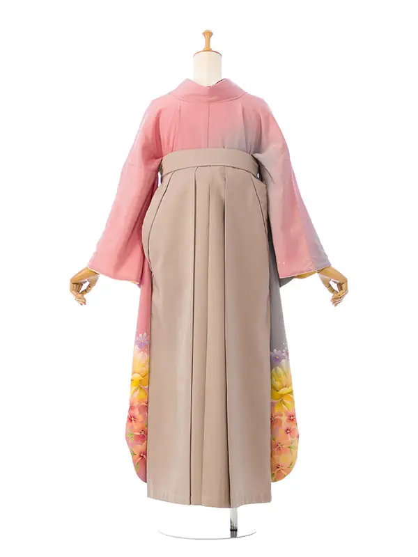 振袖袴 4S755 HDLY682 ﾋﾟﾝｸ地 裾ぼかし 洋花 |ﾓｶ95cm