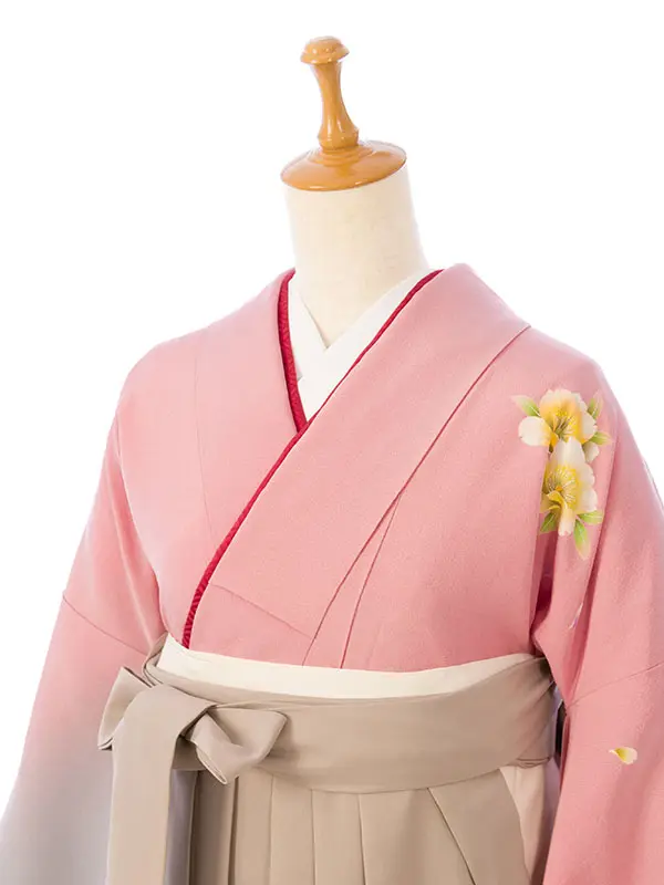 振袖袴 4S755 HDLY682 ﾋﾟﾝｸ地 裾ぼかし 洋花 |ﾓｶ95cm