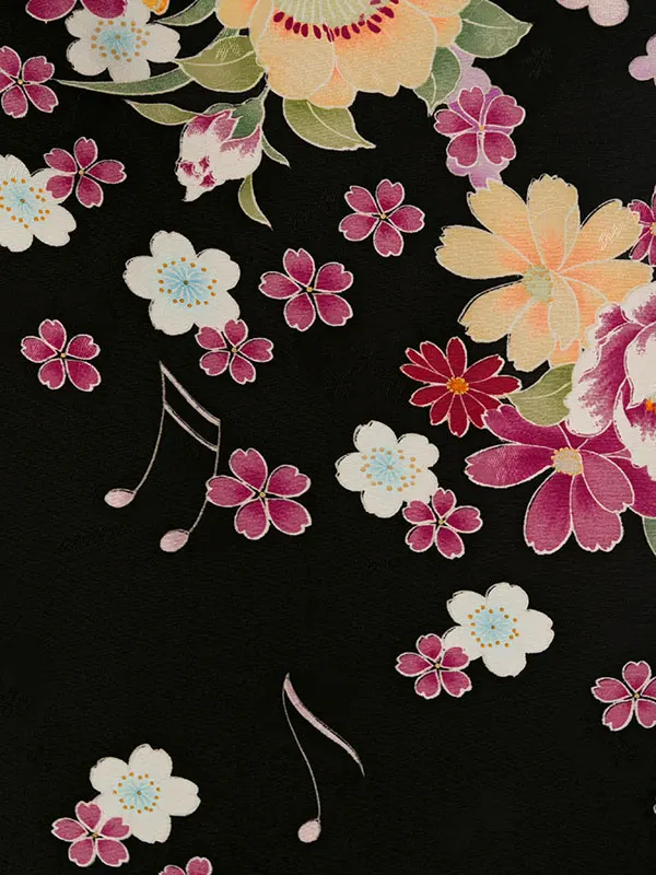 振袖袴 6S111_E-H024-240 黒地 洋花|ﾜｲﾝ 鞠と華紋刺繍 91