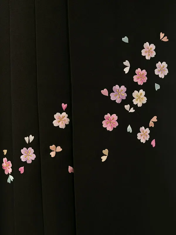 振袖袴 6S398 HDLY826  ｸﾞﾘｰﾝﾗﾒ織ぼかし 四季花|黒95
