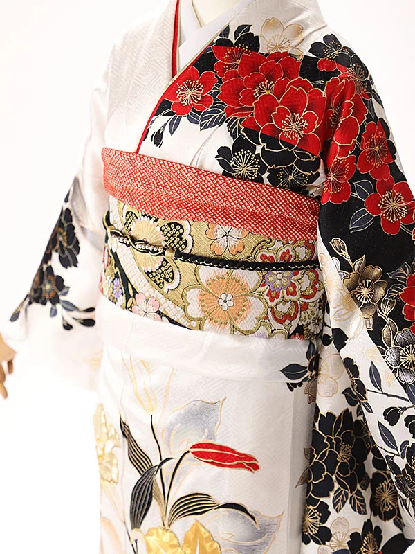振袖 百合金刺繍 白 440