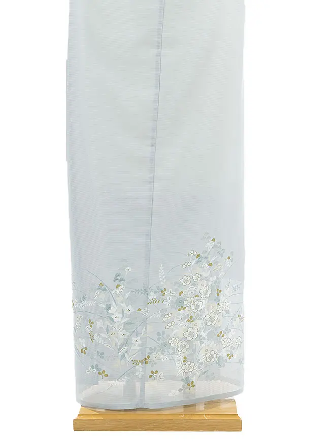 絽 訪問着 グレー 秋草菊 kt5146