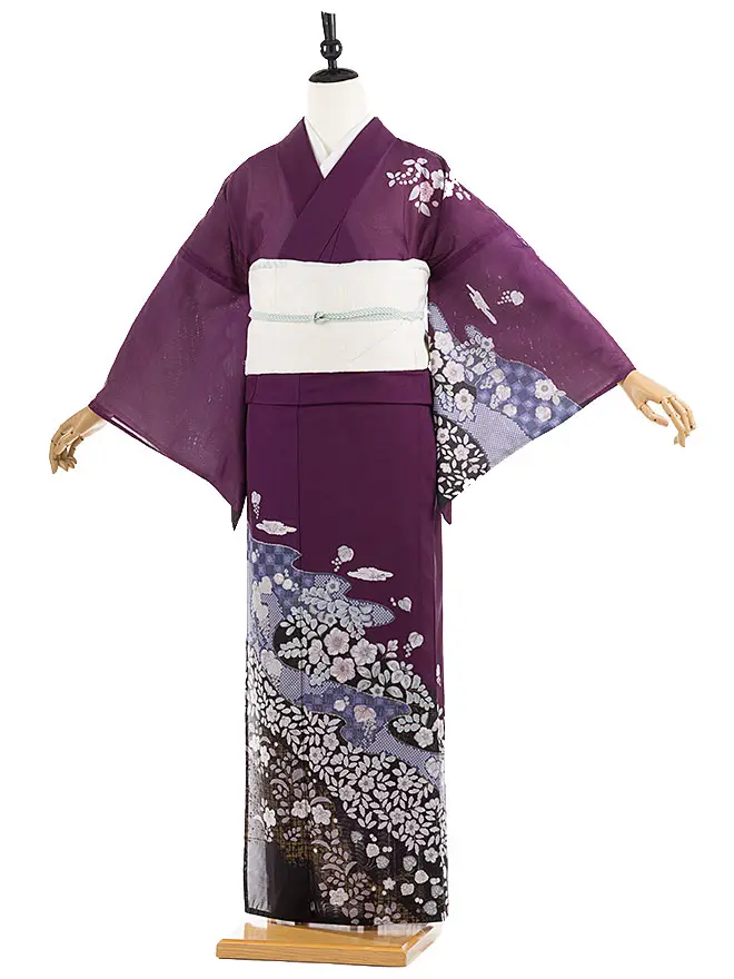 絽 訪問着 紫 鹿子辻が花 kt5148