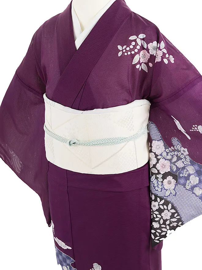 絽 訪問着 紫 鹿子辻が花 kt5148