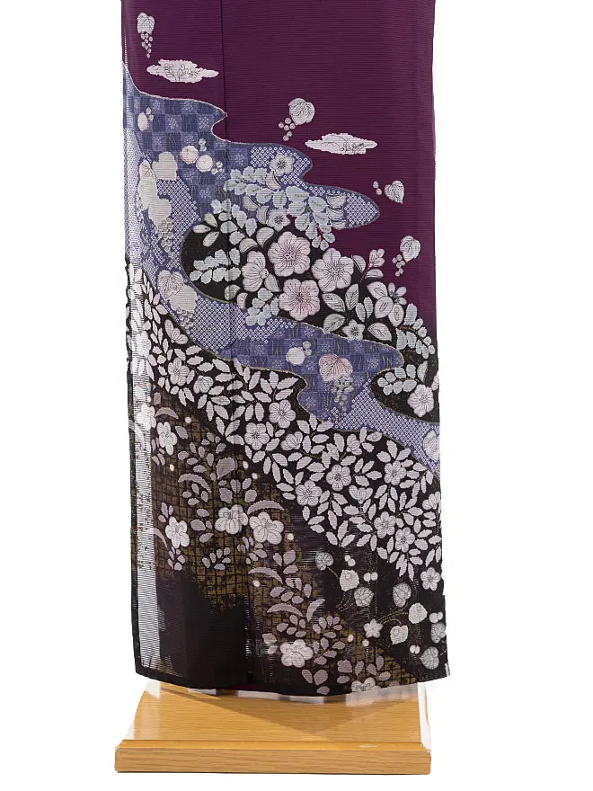 絽 訪問着 紫 鹿子辻が花 kt5148
