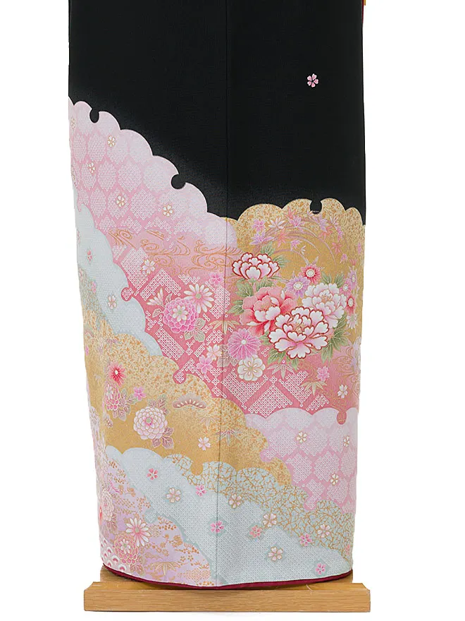 訪問着 黒四季の花6100