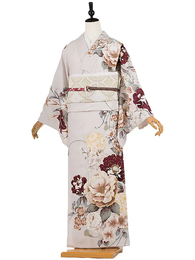 訪問着 くすみｶﾗｰ 牡丹 ｸﾞﾚｰ 6447