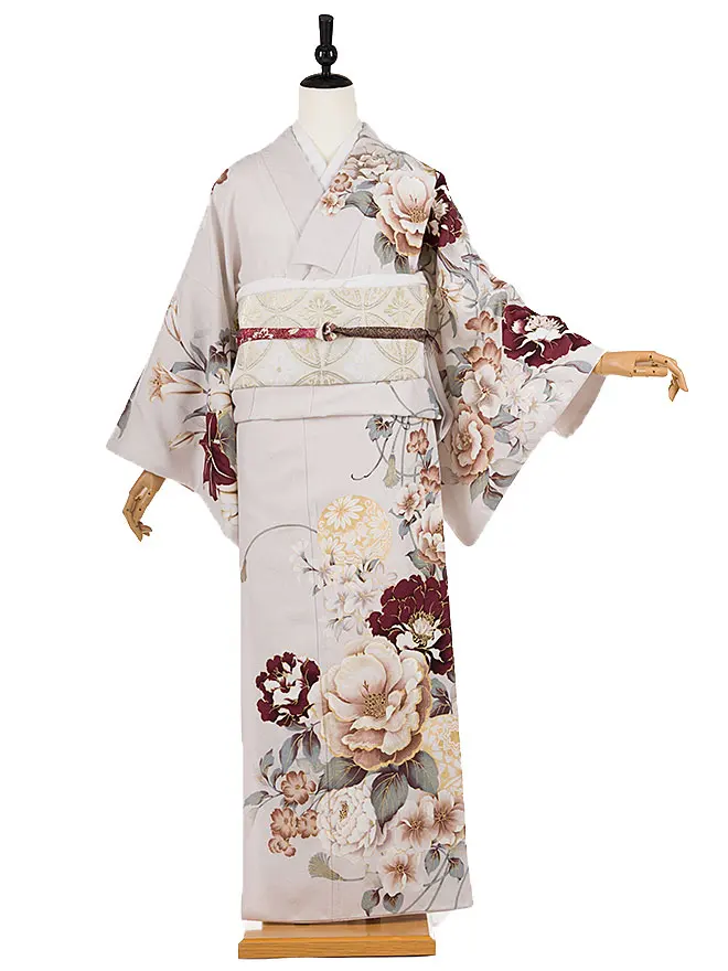 訪問着 くすみｶﾗｰ 牡丹 ｸﾞﾚｰ 6447