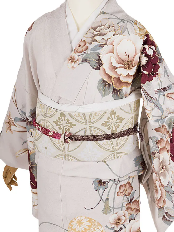 訪問着 くすみｶﾗｰ 牡丹 ｸﾞﾚｰ 6447