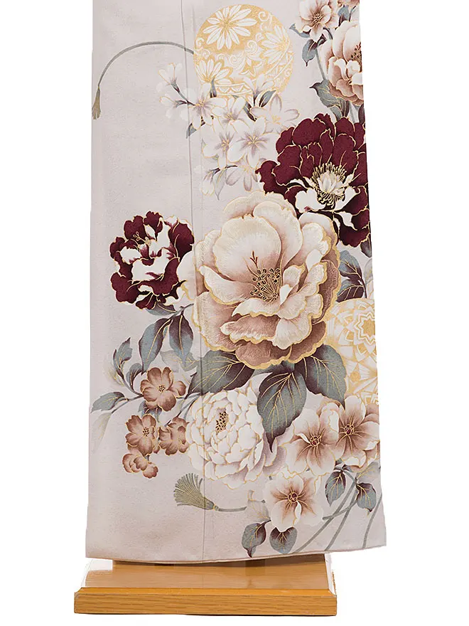 訪問着 くすみｶﾗｰ 牡丹 ｸﾞﾚｰ 6447