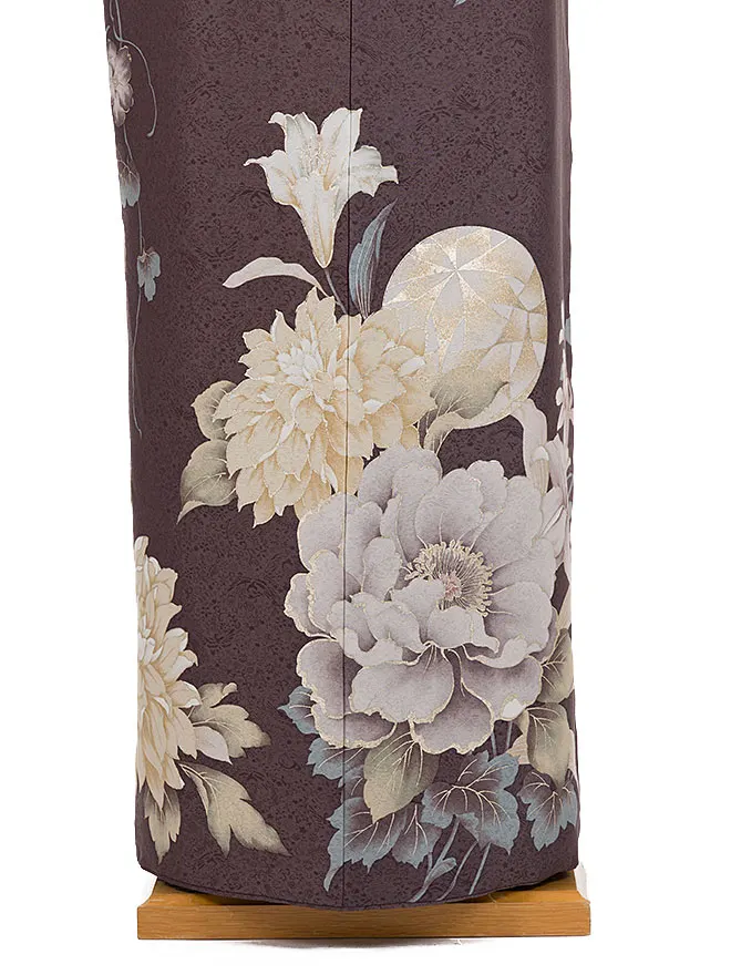 訪問着 くすみｶﾗｰ 牡丹 ﾁｬｺｰﾙｸﾞﾚｰ 6448