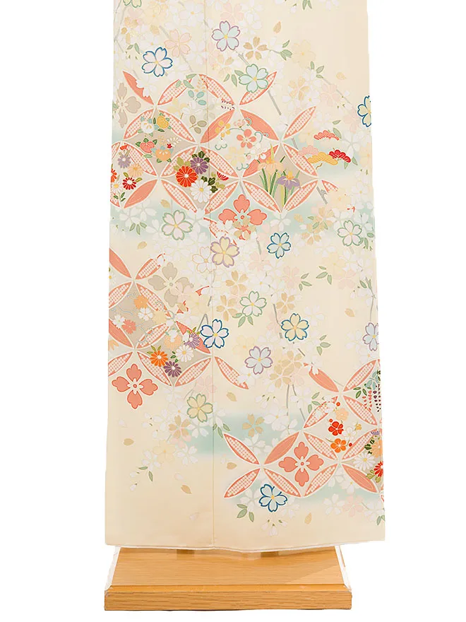 訪問着 japanstyle 黄 七宝×桜 6450