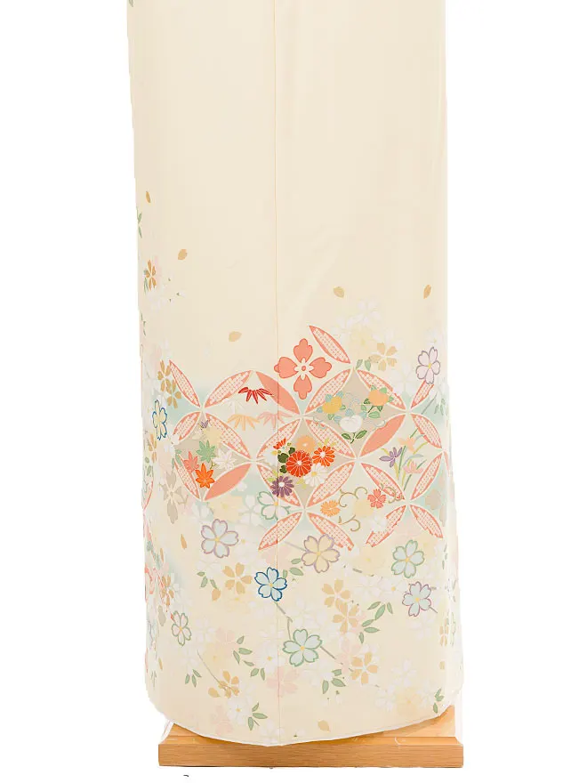 訪問着 japanstyle 黄 七宝×桜 6450