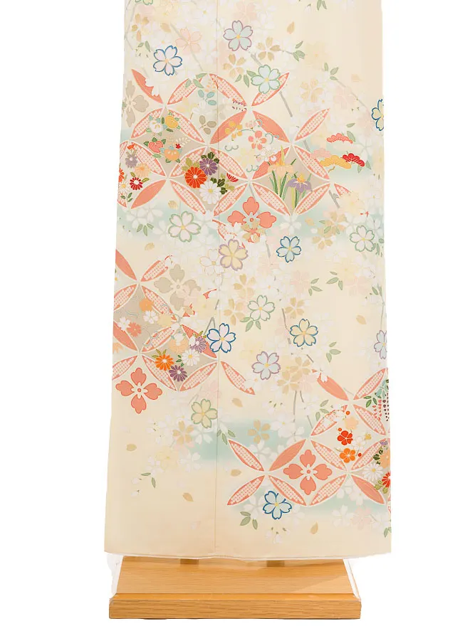 訪問着 japanstyle 黄 七宝×桜 6451