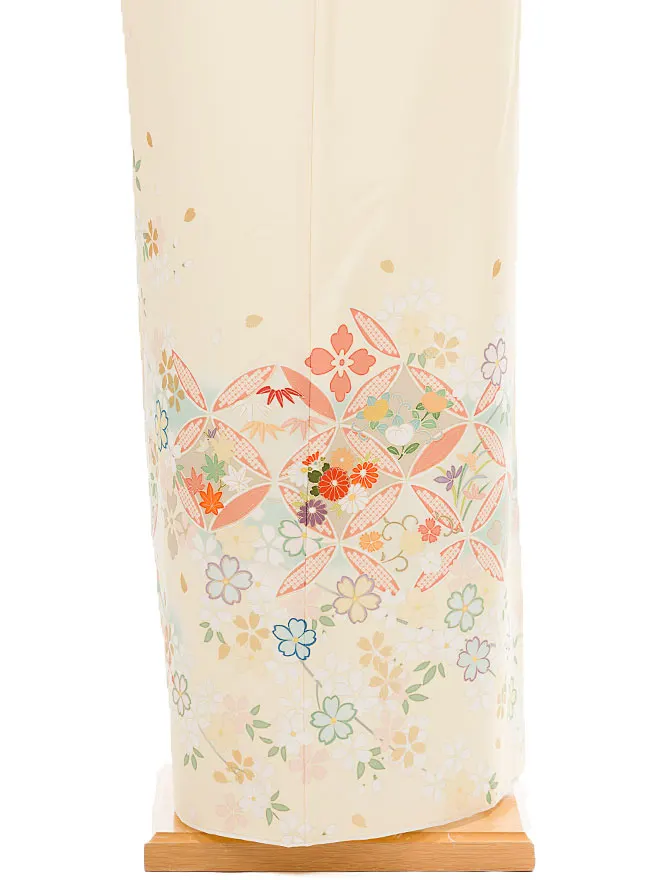 訪問着 japanstyle 黄 七宝×桜 6451