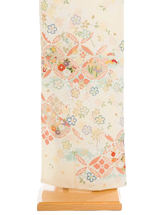 訪問着 japanstyle 黄色 七宝×桜 S 6454
