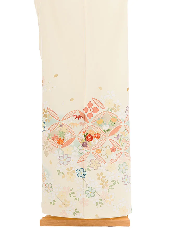 訪問着 japanstyle 黄色 七宝×桜 S 6454