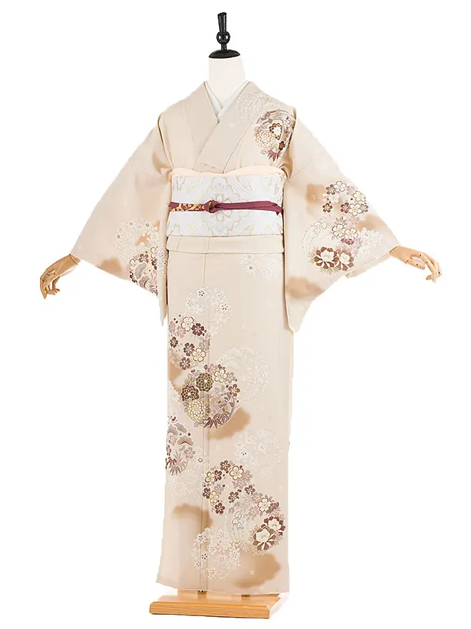 訪問着 japanstyle 茶 華紋×菊 S 6456