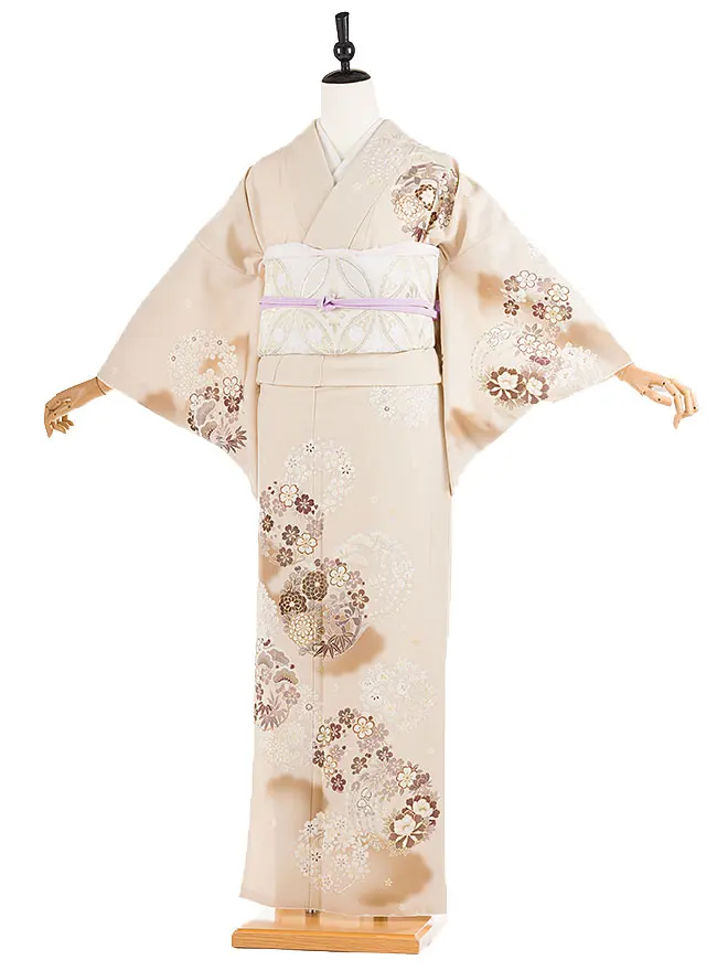 訪問着 japanstyle 茶 華紋×菊 S 6457