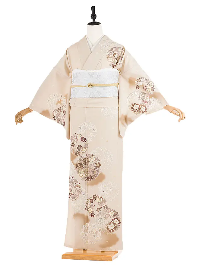 訪問着 japanstyle 茶 華紋×菊 S 6458