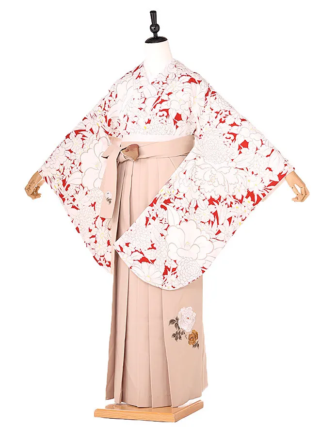 卒業式 女袴 赤 大輪柄 9764