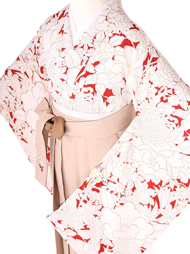 卒業式 女袴 赤 大輪柄 9764