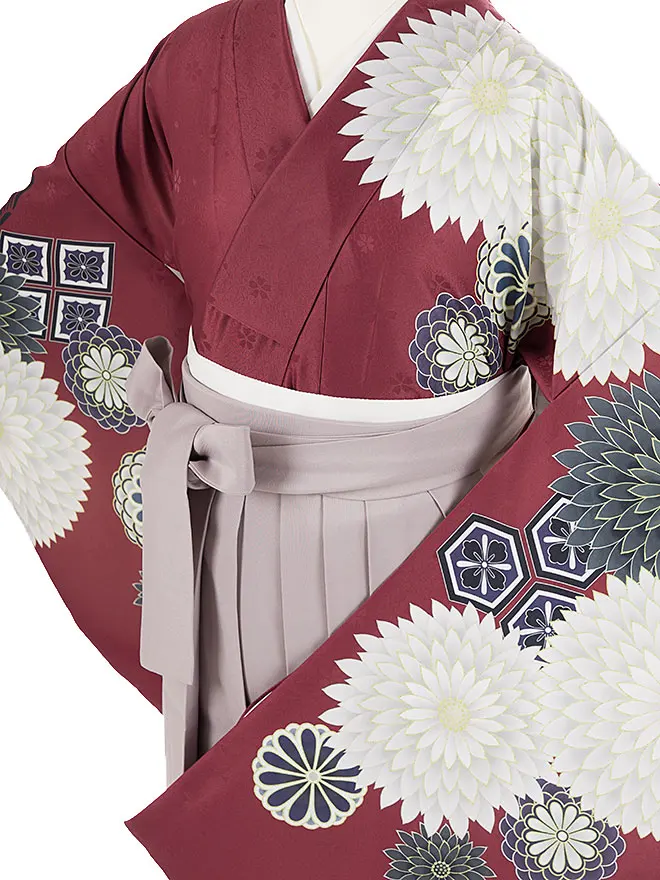 卒業式 女袴 ボルドー 菊 9767