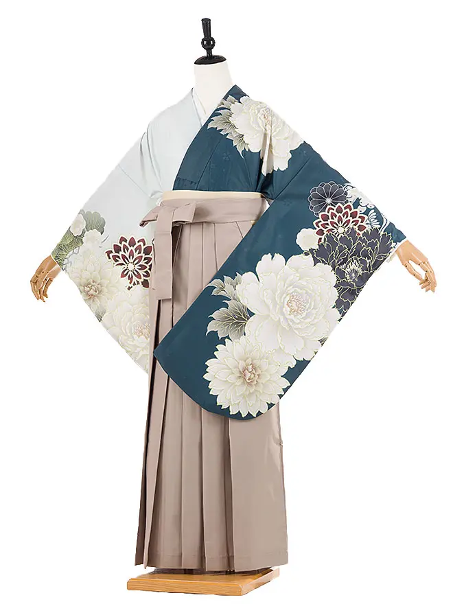 卒業式 女袴 緑 菊牡丹  9769