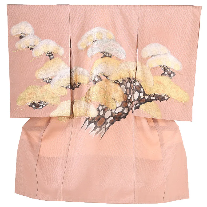 【手描き友禅】 男児産着(お宮参り)  正絹 薄茶色 0125