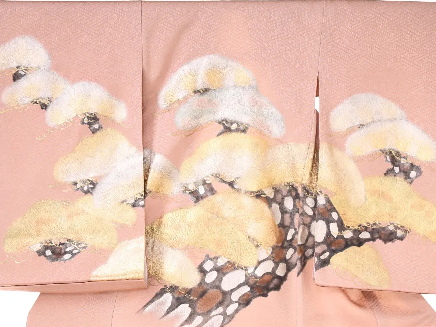 【手描き友禅】 男児産着(お宮参り)  正絹 薄茶色 0125