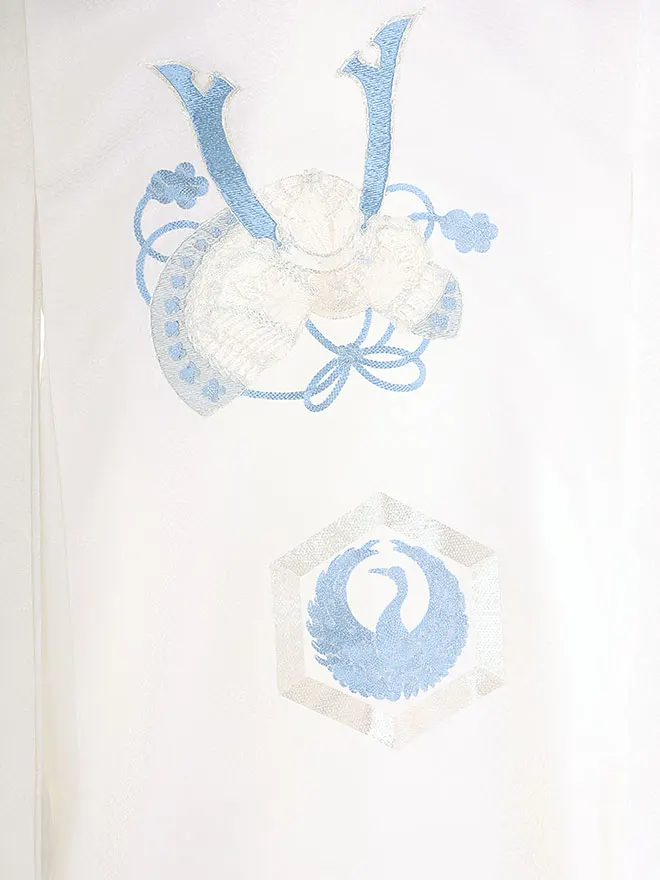 男児産着(お宮参り) 白 水色刺繍 0128