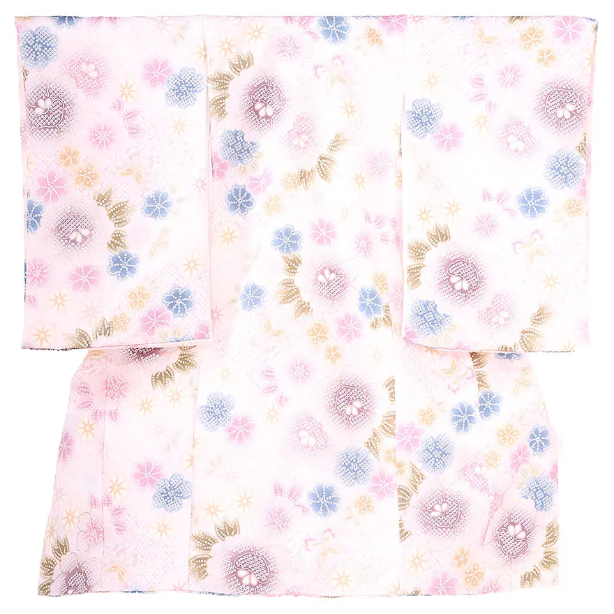 女児産着(お宮参り) 薄いピンク 疋田柄 0113