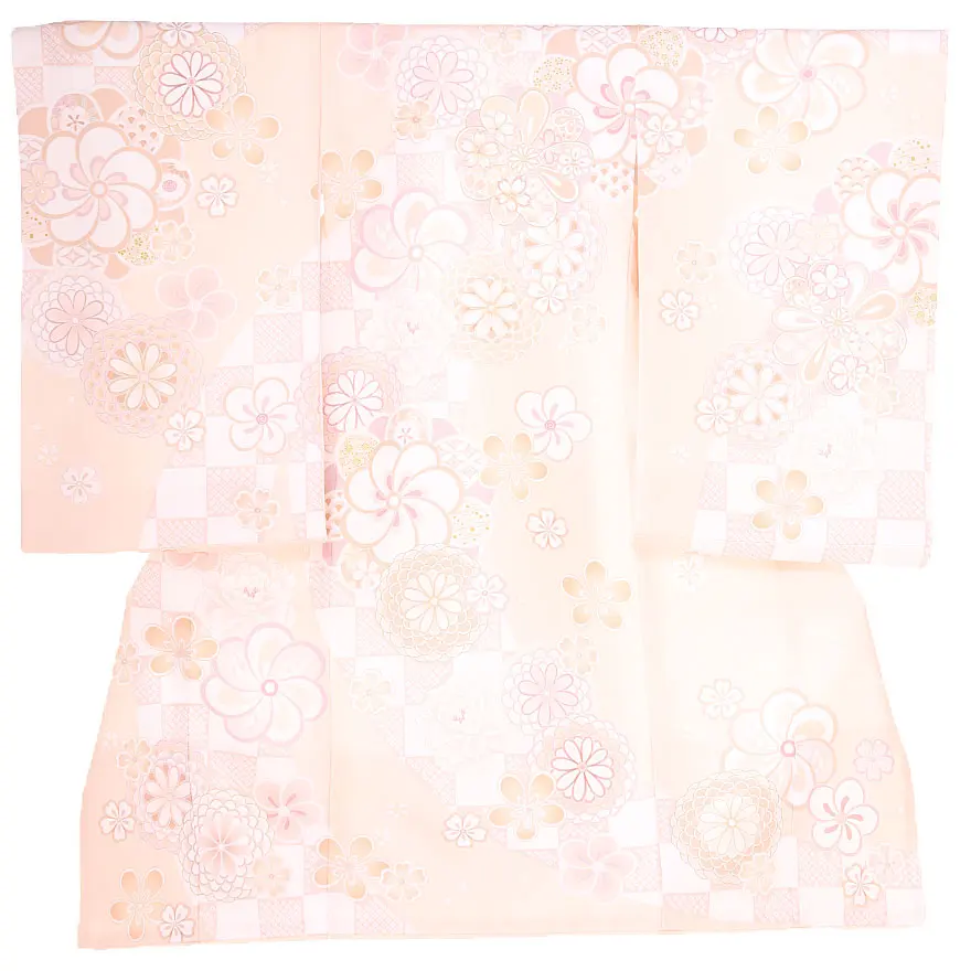 女児産着(お宮参り) 薄茶色 ねじり梅 0115