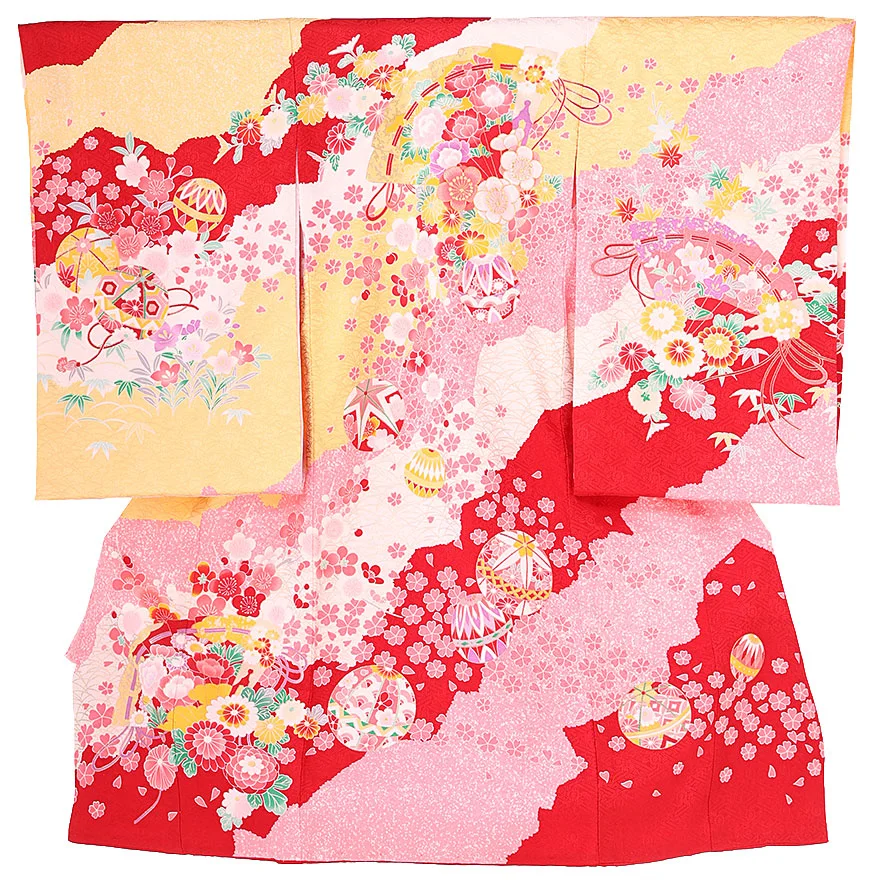 正絹 京友禅 伝統多色染 王朝扇面毬文  0117