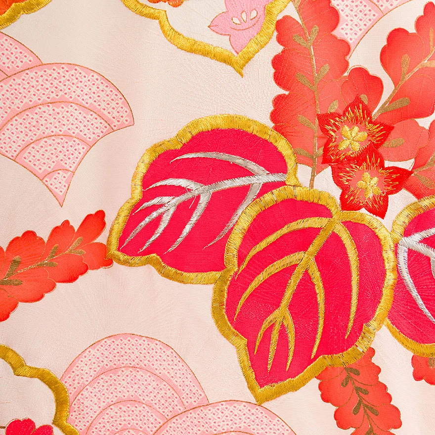 最高級 刺繍 産着 正絹 女児産着 白 0132