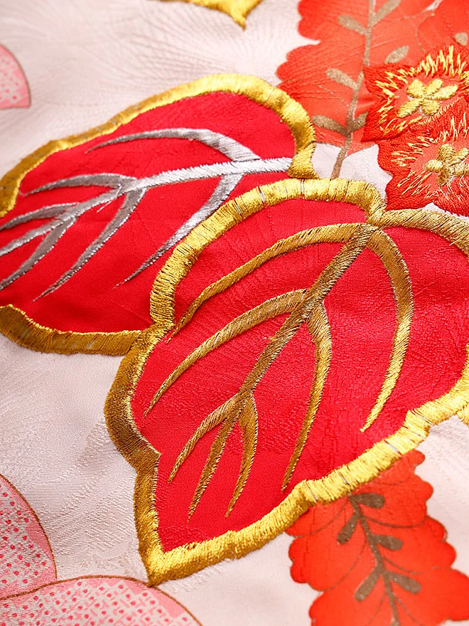 最高級 刺繍 産着 正絹 女児産着 白 0132