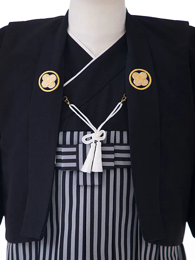 １歳 羽織袴 男の子 かんたん着付け 黒 0004