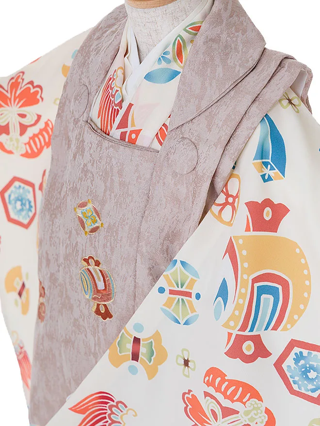 【花わらべ】七五三 3歳 男の子 被布 黄 小槌 3316