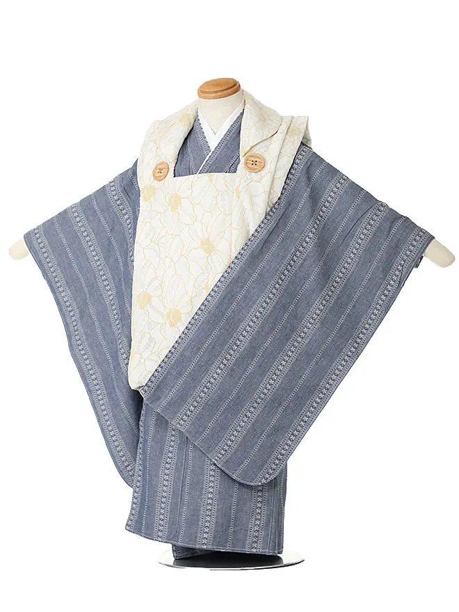 3歳男児被布 青グレー 3324