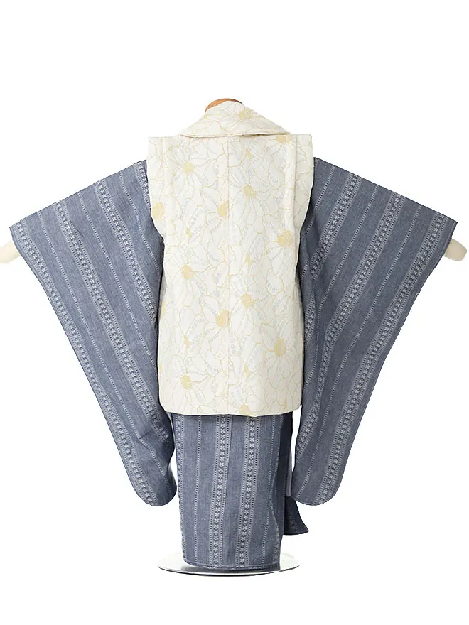 3歳男児被布 青グレー 3324